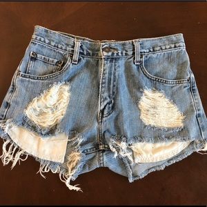 Ripped Denim Shorts